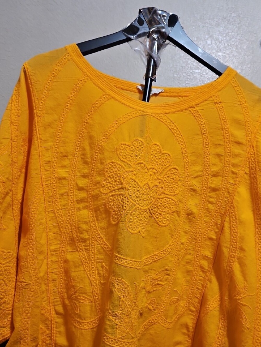 Cato Yellow Embroidered Peasant Tunic - Picture 2 of 8